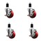 Service Caster 3.5'' Red Poly Swivel 1-1/2'' Expanding Stem Caster Set with Brake, 4PK SCC-EX20S3514-PPUB-RED-TLB-112-4 - alternate 1